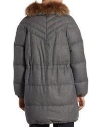 Brunello Cucinelli Reversible Fox Fur Flannel Puffer Coat