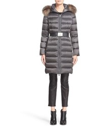Moncler Tinuviel Belted Down Puffer Coat With Removable Genuine Fox Fur Trim