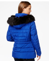 Calvin Klein Water Resistant Hooded Faux Fur Trim Puffer Coat