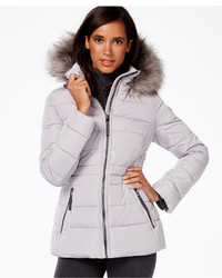 Calvin Klein Water Resistant Hooded Faux Fur Trim Puffer Coat