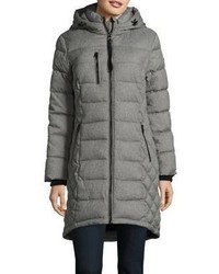 GUESS Zip Front Hooded Puffer Coat