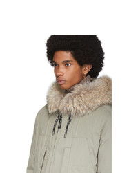 Yves Salomon Army Beige Down And Fur Puffer Jacket