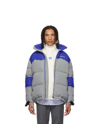 Ader Error Grey And Blue Down Dup Puffer Jacket