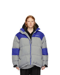 Ader Error Grey And Blue Down Dup Puffer Jacket