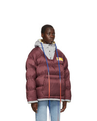 Off-White Grey And Red Puffer Jacket