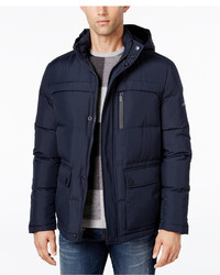 Kenneth Cole New York Herringbone Down Puffer Jacket With Removable Hood