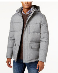 Kenneth Cole New York Herringbone Down Puffer Jacket With Removable Hood