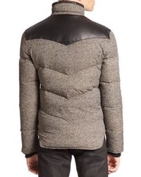 The Kooples Leather Trimmed Down Jacket