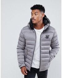 Siksilk Puffer Jacket With Hood In Grey