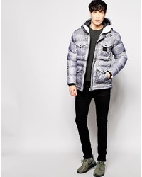 Voi Jeans Sprayed Quilted Puffer With Hood