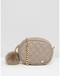 Dune Quilted Micro Bag With Pom In Gray