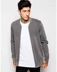Asos Brand Jersey Bomber Jacket With Quilted Panel Wash