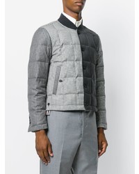 Thom Browne Downfilled Button Front Jacket In Funmix In Prince Of Wales Heavy Wool