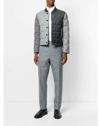 Thom Browne Downfilled Button Front Jacket In Funmix In Prince Of Wales Heavy Wool