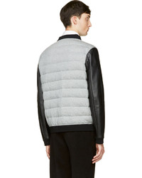 Valentino Grey Leahter Sleeved Quilted Bomber