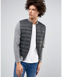 Selected Homme Plus Quilted Bomber With Contrast Jersey Sleeves