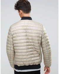 Asos Quilted Bomber Jacket In Putty