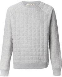 Grey Quilted Crew-neck Sweater