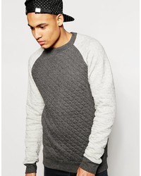 D Struct Shallot Quilted Contrast Crew Neck Sweater