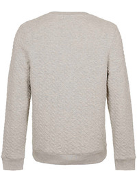 Topman Grey Marl Mini Cable Quilted Sweatshirt