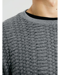 Topman Grey Snake Quilted Textured Sweatshirt