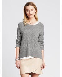 Grey Quilted Cropped Sweater