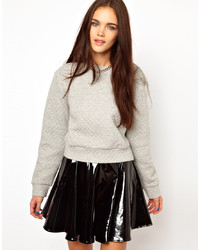 Glamorous Slouchy Quilted Crop Sweatshirt