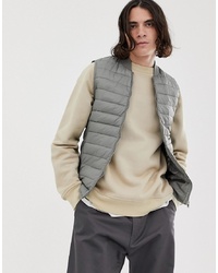 Pull&Bear Quilted Gilet In Grey