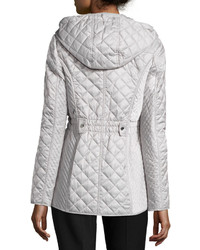 Laundry by Shelli Segal Quilted Coat With Drawstring Hood Pebble