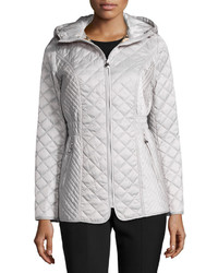 Laundry by Shelli Segal Quilted Coat With Drawstring Hood Pebble