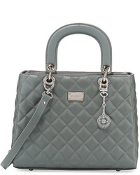 St. John Collection Quilted Leather Satchel Bag Gray