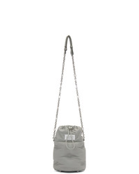 Grey Quilted Leather Bucket Bag
