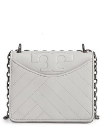 Tory Burch Chevron Quilted Leather Crossbody Bag Grey