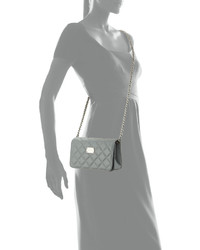 St. John Collection Quilted Leather Crossbody Bag Gray