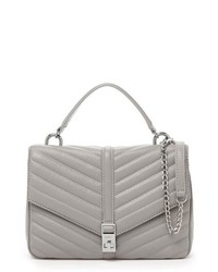 Grey Quilted Leather Satchel Bag