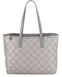 Stella McCartney Falabella East West Quilted Tote Bag Light Gray