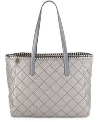 Stella McCartney Falabella East West Quilted Tote Bag Light Gray