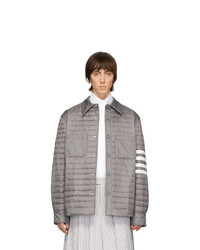 Grey Quilted Nylon Shirt Jacket