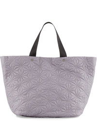Grey Quilted Nylon Tote Bag