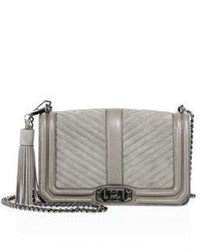 Grey Quilted Suede Crossbody Bag