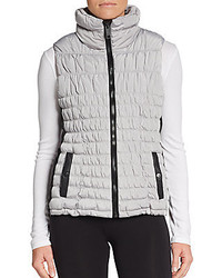 Quilted Faux Leather Trim Puffer Vest