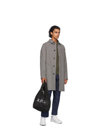 A.P.C. Black And Grey Houndstooth New England Raincoat