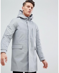 ASOS DESIGN Hooded Trench Coat With Shower Resistance In Grey