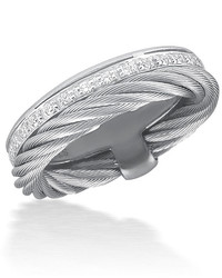 Alor Micro Cable Pave Diamond Double Band Ring Size 65