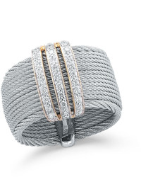 Alor Multi Row Micro Cable Pave Diamond Band Ring Gray Size 7