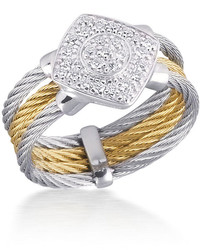 Alor Triple Row Micro Cable Pave Diamond Ring Size 65