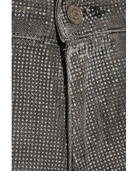 Golden Goose Deluxe Brand Distressed Glittered High Rise Boyfriend Jeans Gray