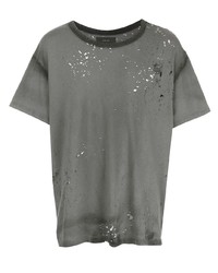 Grey Ripped Crew-neck T-shirt