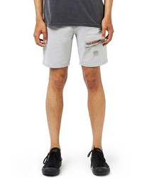 Grey Ripped Denim Shorts