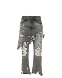 R13 Distressed Skirt Effect Jeans